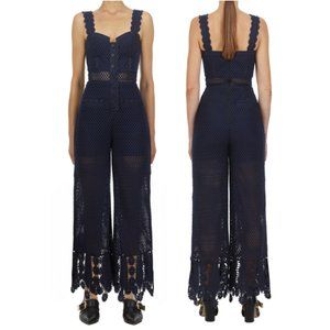 Self-Portrait Fishnet Crochet Lace Jumpsuit Size 2 NWT